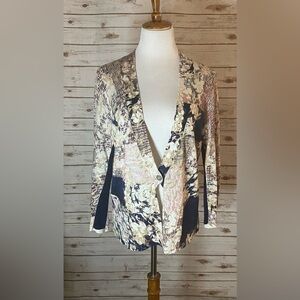 Nic+Zoe linen-blend patchwork cardigan sweater